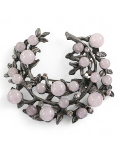 BROSZKA BROSZA GALERYJNA GAŁĄZKA Z ROŻOWYMI KORALIKAMI...