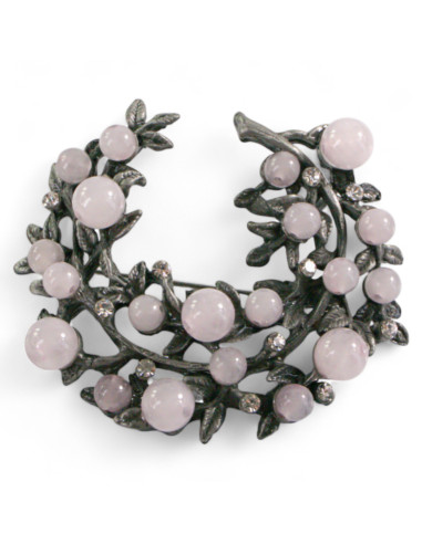 BROSZKA BROSZA GALERYJNA GAŁĄZKA Z ROŻOWYMI...