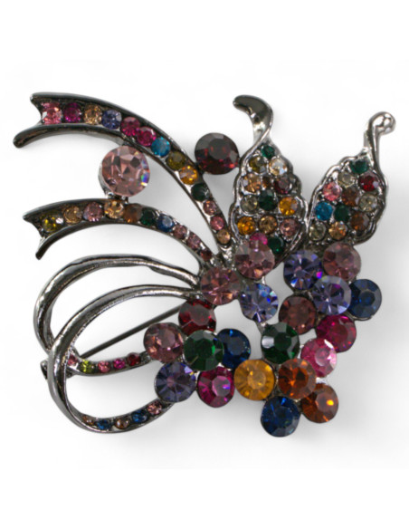BROSZKA BROSZA BUKIET KWIATÓW Z KOLOROWYMI CYRKONIAMI  LOLITA AKCESORIA