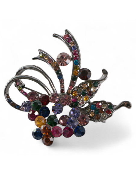 BROSZKA BROSZA BUKIET KWIATÓW Z KOLOROWYMI CYRKONIAMI  LOLITA AKCESORIA