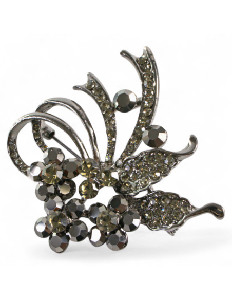 BROSZKA BROSZA BUKIET KWIATÓW Z SZARYMI  CYRKONIAMI  LOLITA AKCESORIA