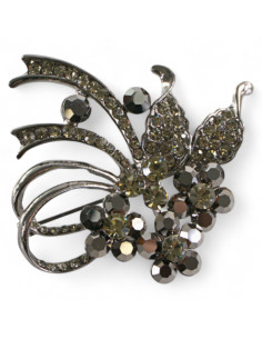 BROSZKA BROSZA BUKIET KWIATÓW Z SZARYMI  CYRKONIAMI... 2