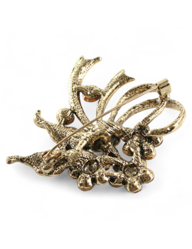 BROSZKA BROSZA BUKIET KWIATÓW z BRĄZOWYMI...