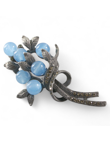 BROSZKA BROSZA GALERYJNA GAŁĄZKA Z NIEBIESKIMI KORALIKAMI LOLITA AKCESORIA