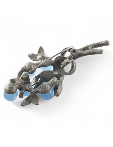 BROSZKA BROSZA GALERYJNA GAŁĄZKA Z NIEBIESKIMI...