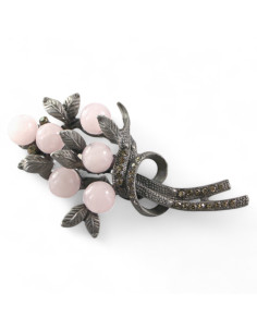 BROSZKA BROSZA GALERYJNA GAŁĄZKA Z RÓZOWYMI KORALIKAMI...