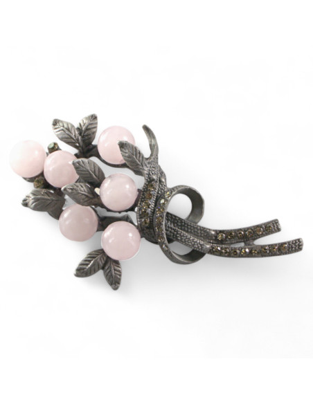 BROSZKA BROSZA GALERYJNA GAŁĄZKA Z RÓZOWYMI KORALIKAMI LOLITA AKCESORIA
