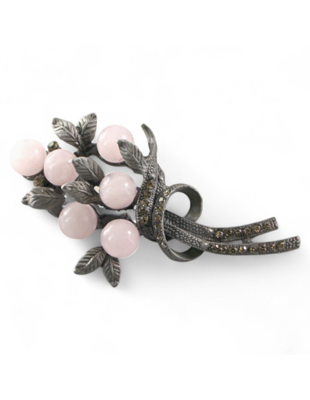 BROSZKA BROSZA GALERYJNA GAŁĄZKA Z RÓZOWYMI KORALIKAMI LOLITA AKCESORIA