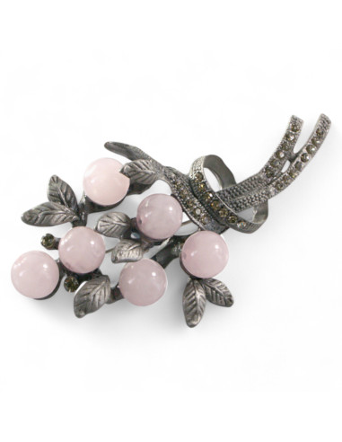 BROSZKA BROSZA GALERYJNA GAŁĄZKA Z RÓZOWYMI...