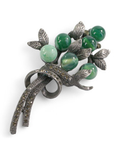 BROSZKA BROSZA GALERYJNA GAŁĄZKA Z ZIELONYMI KORALIKAMI...