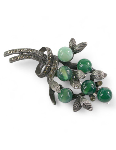 BROSZKA BROSZA GALERYJNA GAŁĄZKA Z ZIELONYMI...