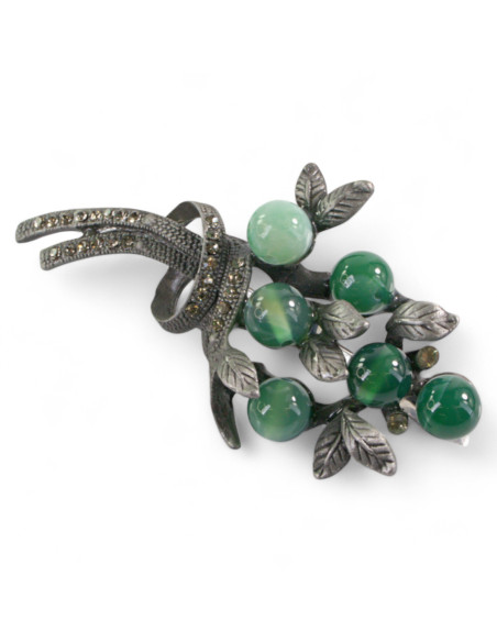 BROSZKA BROSZA GALERYJNA GAŁĄZKA Z ZIELONYMI KORALIKAMI LOLITA AKCESORIA