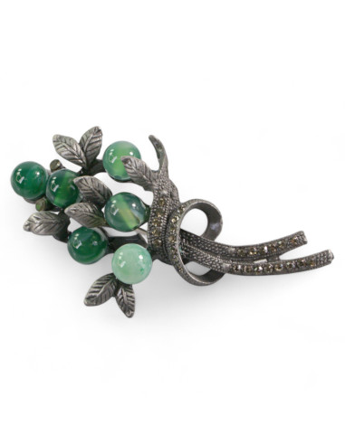 BROSZKA BROSZA GALERYJNA GAŁĄZKA Z ZIELONYMI...