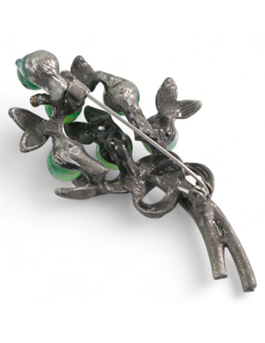 BROSZKA BROSZA GALERYJNA GAŁĄZKA Z ZIELONYMI...