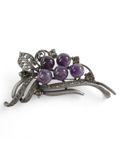 BROSZKA BROSZA GALERYJNA WIĄZANKA Z FIOLETOWYMI...