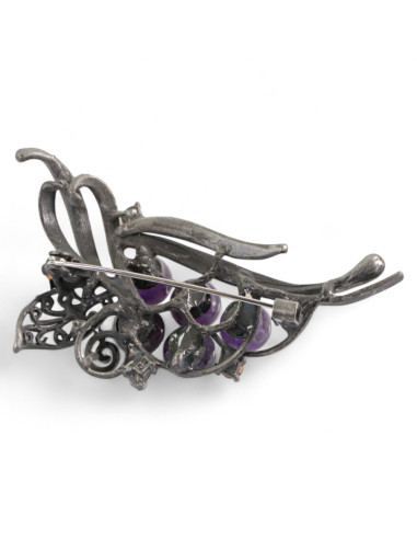 BROSZKA BROSZA GALERYJNA WIĄZANKA Z FIOLETOWYMI...