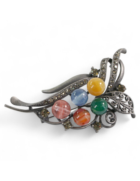 BROSZKA BROSZA GALERYJNA WIĄZANKA Z KOLOROWYMI  KORALIKAMI LOLITA AKCESORIA