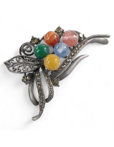 BROSZKA BROSZA GALERYJNA WIĄZANKA Z KOLOROWYMI...