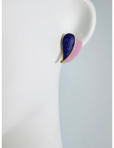 Kolczyki SERCE SERDUSZKO BOHO Lolita Accessories srebrny sztyft 925 FIOLET