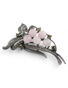 BROSZKA BROSZA GALERYJNA WIĄZANKA Z RÓŻOWYMI KORALIKAMI...