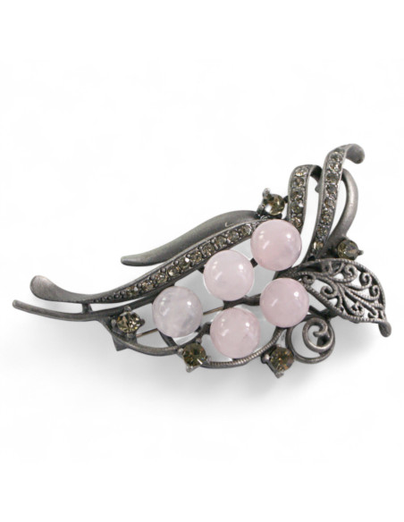 BROSZKA BROSZA GALERYJNA WIĄZANKA Z RÓŻOWYMI KORALIKAMI LOLITA AKCESORIA