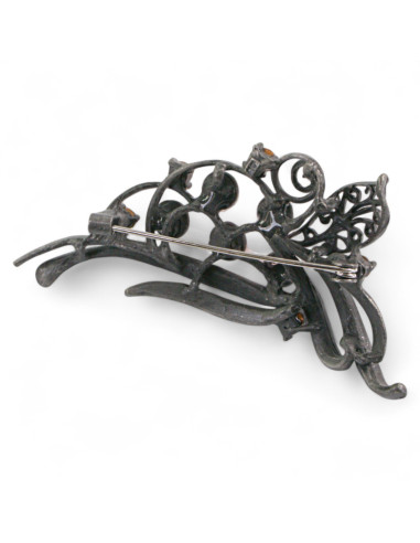 BROSZKA BROSZA GALERYJNA WIĄZANKA Z RÓŻOWYMI...