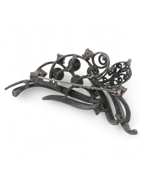 BROSZKA BROSZA GALERYJNA WIĄZANKA Z RÓŻOWYMI KORALIKAMI LOLITA AKCESORIA