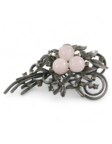 BROSZKA BROSZA GALERYJNA WIĄZANKA Z RÓŻOWYMI...