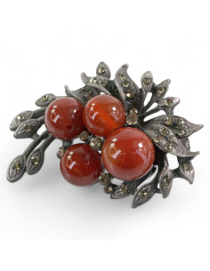 BROSZKA BROSZA GALERYJNA WIĄZANKA Z BRĄZOWYMI KORALIKAMI...