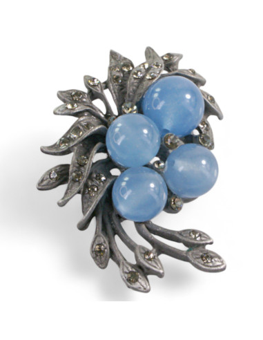 BROSZKA BROSZA GALERYJNA WIĄZANKA Z NIEBIESKIMI...