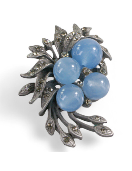 BROSZKA BROSZA GALERYJNA WIĄZANKA Z NIEBIESKIMI KORALIKAMI LOLITA AKCESORIA