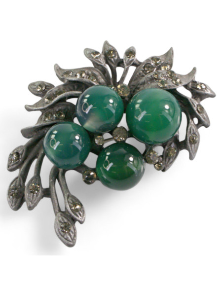 BROSZKA BROSZA GALERYJNA WIĄZANKA Z ZIELONYMI KORALIKAMI LOLITA AKCESORIA
