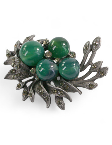 BROSZKA BROSZA GALERYJNA WIĄZANKA Z ZIELONYMI...