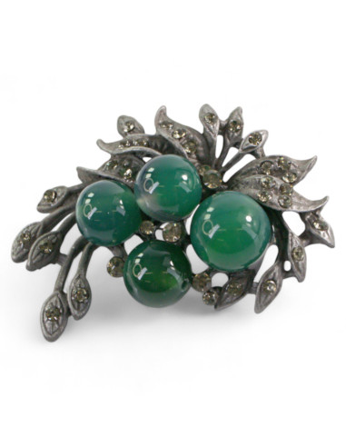 BROSZKA BROSZA GALERYJNA WIĄZANKA Z ZIELONYMI...