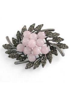 BROSZKA BROSZA GALERYJNA WIĄZANKA Z RÓŻOWYMI KORALIKAMI...