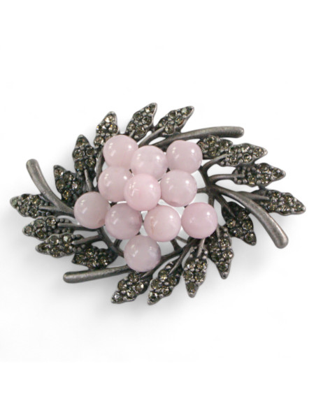 BROSZKA BROSZA GALERYJNA WIĄZANKA Z RÓŻOWYMI KORALIKAMI LOLITA AKCESORIA