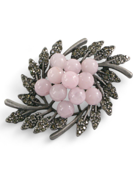 BROSZKA BROSZA GALERYJNA WIĄZANKA Z RÓŻOWYMI KORALIKAMI LOLITA AKCESORIA