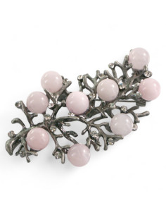 BROSZKA BROSZA GALERYJNA GAŁĄZKA Z RÓŻOWYMI KORALIKAMI...