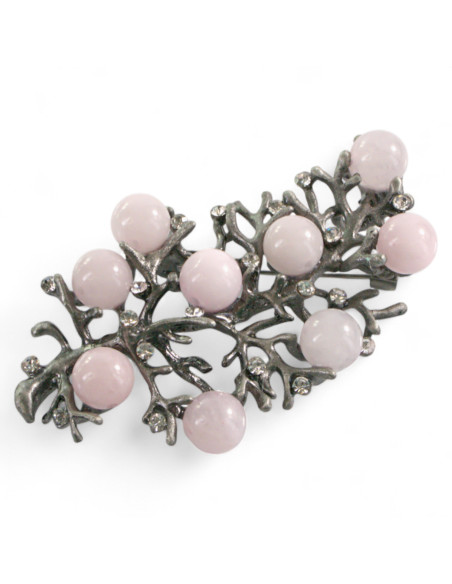 BROSZKA BROSZA GALERYJNA GAŁĄZKA Z RÓŻOWYMI KORALIKAMI LOLITA AKCESORIA