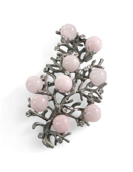 BROSZKA BROSZA GALERYJNA GAŁĄZKA Z RÓŻOWYMI KORALIKAMI LOLITA AKCESORIA