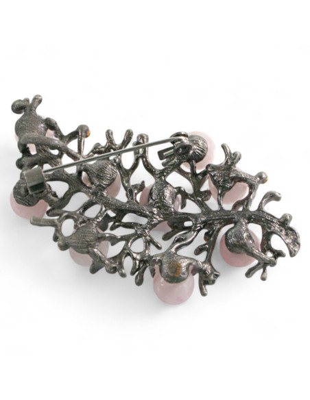 BROSZKA BROSZA GALERYJNA GAŁĄZKA Z RÓŻOWYMI KORALIKAMI LOLITA AKCESORIA