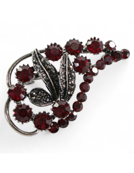 BROSZKA BROSZA  ASYMETRYCZNY ZAWIJAS Z KAMIENIAMI BURGUND LOLITA AKCESORIA