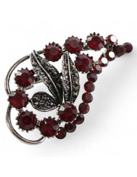 BROSZKA BROSZA  ASYMETRYCZNY ZAWIJAS Z KAMIENIAMI BURGUND LOLITA AKCESORIA