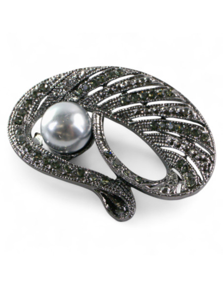 BROSZKA BROSZA  ASYMETRYCZNY ZAWIJAS Z PERŁĄ LOLITA AKCESORIA