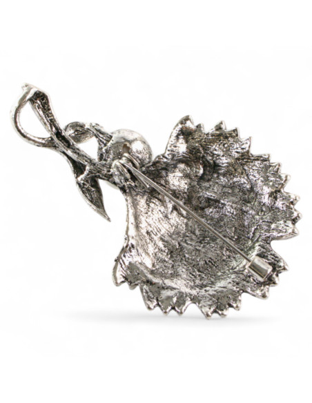 BROSZKA BROSZA  LIŚC Z PERŁĄ Z PERŁĄ CRYSTAL AB LOLITA AKCESORIA