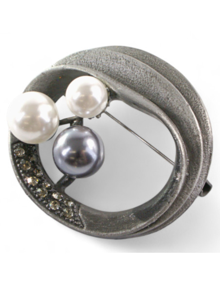 BROSZKA BROSZA  GALERYJNA  WIECNIEC Z PERŁAMI PERŁA LOLITA AKCESORIA