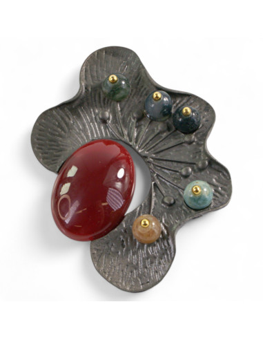 BROSZKA BROSZA  GALERYJNA ROZETA  Z KAMIENIEM...