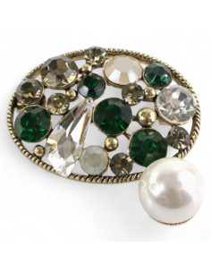 BROSZKA BROSZA ELIPSA Z CYRKONIAMI I PERŁĄ LOLITA AKCESORIA