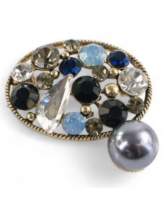 BROSZKA BROSZA ELIPSA Z CYRKONIAMI I PERŁĄ LOLITA AKCESORIA