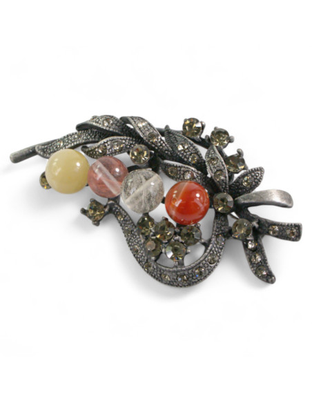 BROSZKA BROSZA BUKIET Z KOLOROWYMI KORALAMI LOLITA AKCESORIA